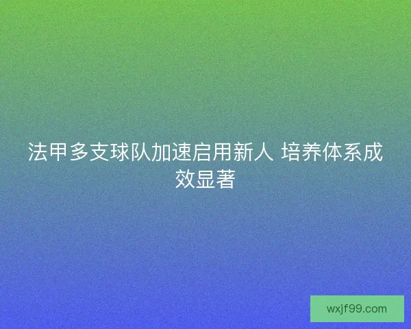法甲多支球队加速启用新人 培养体系成效显著