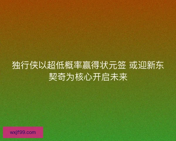 独行侠以超低概率赢得状元签 或迎新东契奇为核心开启未来